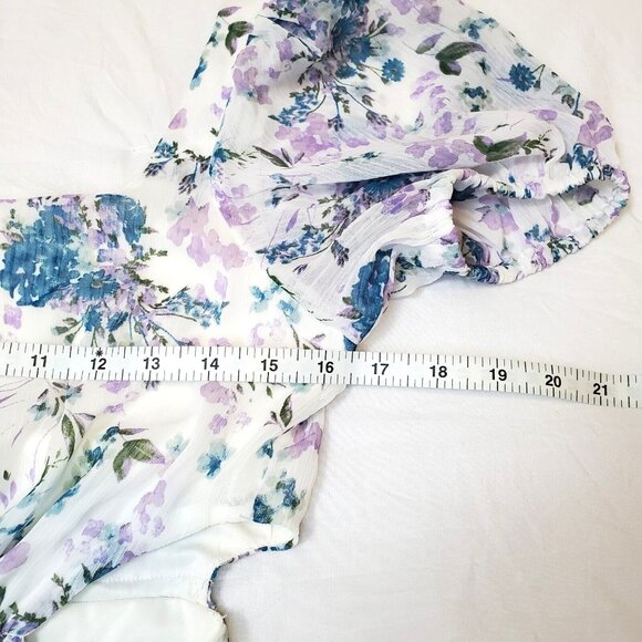 Taylor Womens Dress Size 2 Summer Sundress Floral Cut Out Cottage Ruffle White - Picture 11 of 12